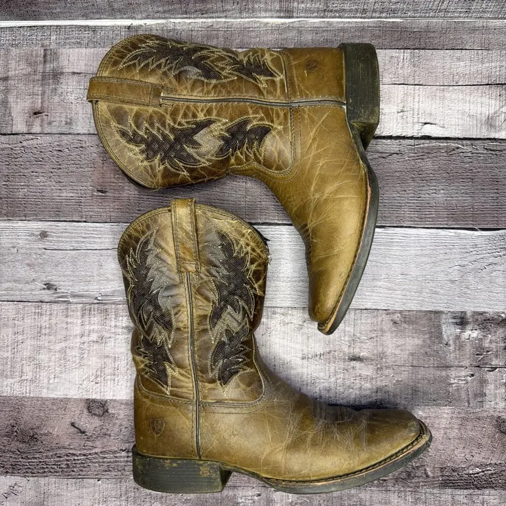 Ariat Boots Brown Leather Western 10031488 Wiggle Room Youth size 3.5